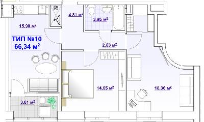 2-комнатная 66.34 м² в ЖК BARVY от 21 750 грн/м², Днепр