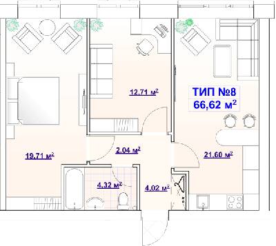 2-комнатная 66.62 м² в ЖК BARVY от 21 750 грн/м², Днепр