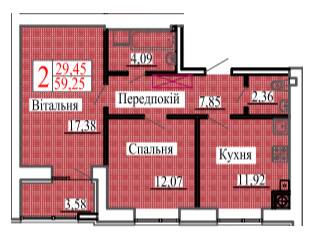 2-комнатная 59.25 м² в ЖК Барселона от 15 700 грн/м², г. Ковель