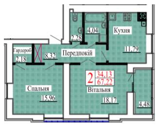 2-комнатная 67.22 м² в ЖК Барселона от 15 700 грн/м², г. Ковель