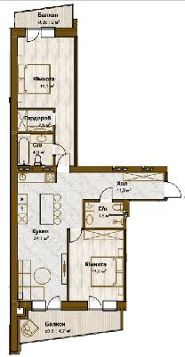 2-комнатная 86.8 м² в ЖК Традиция от 16 750 грн/м², с. Змиенец