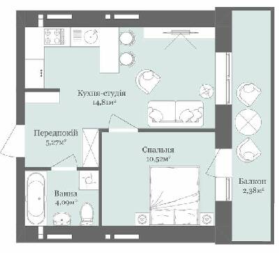 1-комнатная 37.07 м² в ЖК West Towers от 20 250 грн/м², Ужгород
