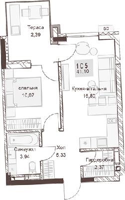 1-кімнатна 41.1 м² в ЖК Pokrovsky Apart Complex від 31 550 грн/м², Рівне