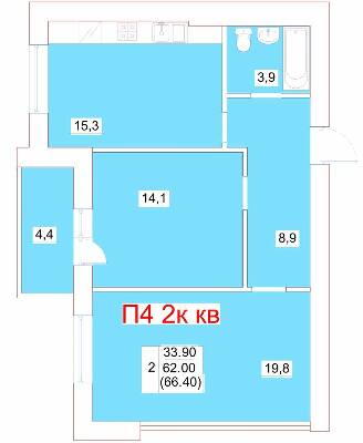 2-комнатная 66.4 м² в ЖК Мрія от 19 500 грн/м², г. Белая Церковь