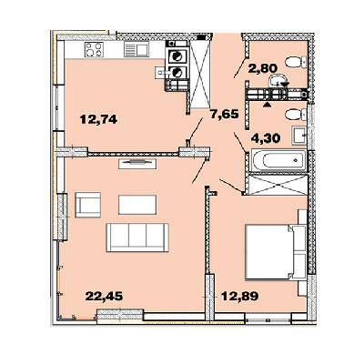 2-комнатная 62.82 м² в ЖК Crystal Avenue от 28 000 грн/м², с. Петропавловская Борщаговка