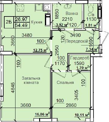 2-комнатная 54.49 м² в ЖК Петровский квартал от 18 000 грн/м², с. Святопетровское