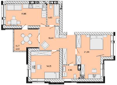 2-кімнатна 79.44 м² в ЖК Найкращий квартал від 26 500 грн/м², м. Ірпінь