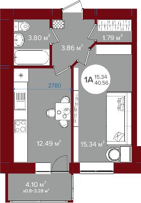 1-комнатная 40.56 м² в ЖК Олимп от 23 250 грн/м², г. Ирпень
