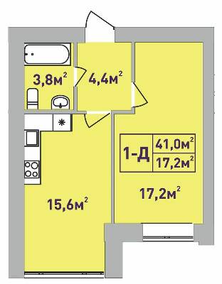 1-комнатная 41 м² в ЖК Центральный-Премиум от 31 650 грн/м², г. Ирпень
