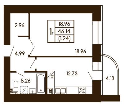 1-комнатная 45.64 м² в ЖК Чайка от 21 000 грн/м², с. Чайки