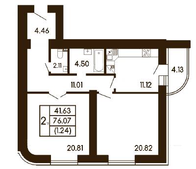 2-комнатная 76.07 м² в ЖК Чайка от 22 000 грн/м², с. Чайки