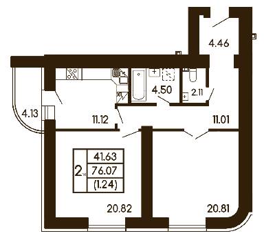 2-комнатная 76.07 м² в ЖК Чайка от 19 000 грн/м², с. Чайки