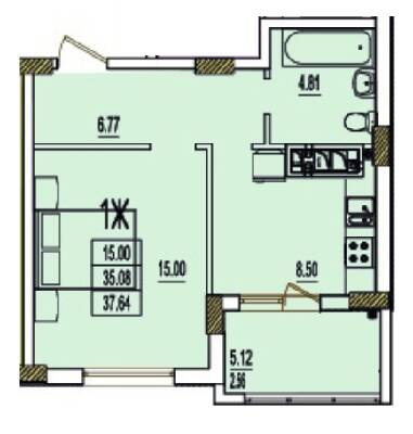 1-комнатная 37.64 м² в ЖК RosenTal от 15 700 грн/м², с. Лиманка