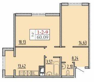 2-комнатная 60.09 м² в ЖК Пятьдесят восьмая Жемчужина от 24 050 грн/м², Одесса