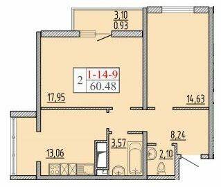 2-комнатная 60.48 м² в ЖК Пятьдесят восьмая Жемчужина от 24 050 грн/м², Одесса