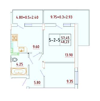 2-комнатная 48.23 м² в ЖК Smart City от 21 100 грн/м², с. Крыжановка