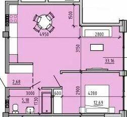 1-кімнатна 53.56 м² в ЖК Простір на 9-й Фонтана від 30 250 грн/м², Одеса
