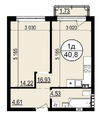 1-комнатная 40.8 м² в ЖК Гринвуд 2 от 19 550 грн/м², пгт Брюховичи
