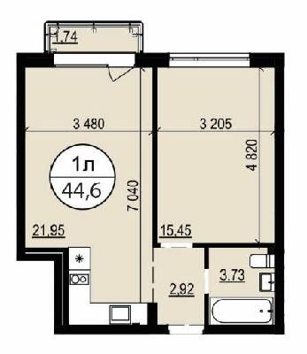 1-комнатная 44.6 м² в ЖК Гринвуд 2 от 19 550 грн/м², пгт Брюховичи