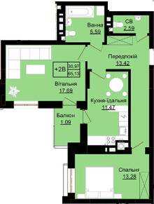 2-комнатная 65.13 м² в ЖК Престиж Холл от 17 050 грн/м², г. Стрый