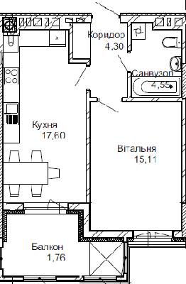 1-комнатная 43.32 м² в ЖК Імперіал от застройщика, г. Трускавец