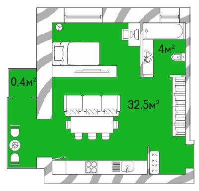 1-комнатная 38.7 м² в ЖК Затишний Двір-2 от 17 500 грн/м², Луцк
