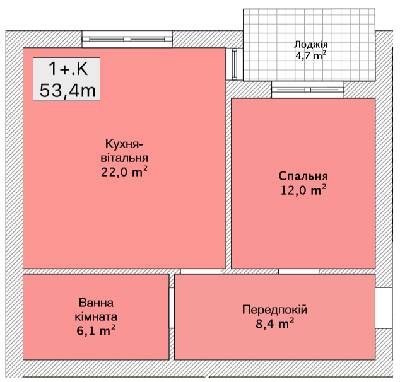 1-комнатная 53.4 м² в ЖК Хмельницкое шоссе, 40 от 21 800 грн/м², Винница