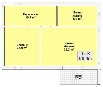 1-комнатная 56.4 м² в ЖК Хмельницкое шоссе, 40 от 23 050 грн/м², Винница