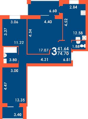 3-комнатная 74.7 м² в ЖК Park Residence от 19 500 грн/м², Запорожье
