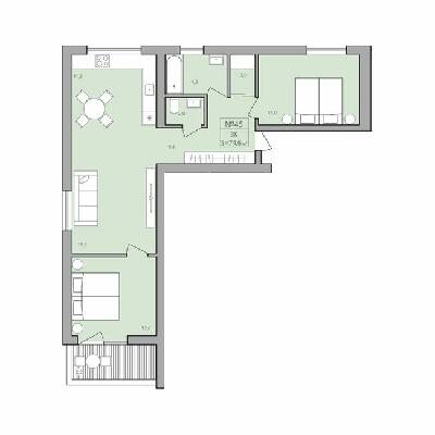 3-комнатная 74.6 м² в ЖК ЭкоДом от 12 500 грн/м², с. Петриков