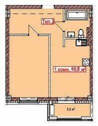 1-комнатная 45.8 м² в ЖК Club City от 26 950 грн/м², Херсон