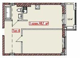 1-комнатная 49.7 м² в ЖК Club City от 26 950 грн/м², Херсон