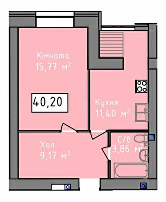 1-кімнатна 40.2 м² в ЖК Status від 18 350 грн/м², Херсон