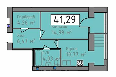 1-комнатная 41.29 м² в ЖК Status от 16 250 грн/м², Херсон