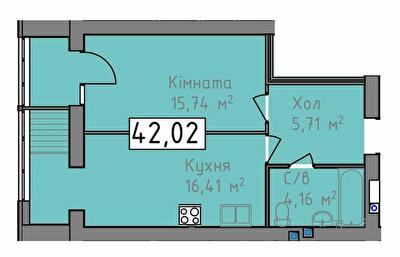 1-кімнатна 42.02 м² в ЖК Status від 18 350 грн/м², Херсон