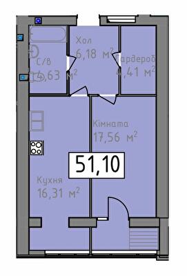 1-комнатная 51.1 м² в ЖК Status от 16 250 грн/м², Херсон