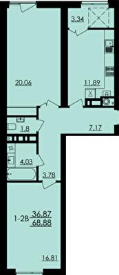 2-комнатная 68.88 м² в ЖК City Park от 17 300 грн/м², Черкассы