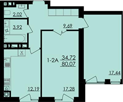 2-комнатная 80.07 м² в ЖК City Park от 17 300 грн/м², Черкассы