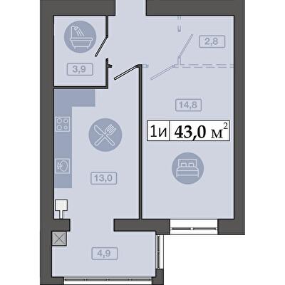 1-комнатная 43 м² в ЖК Счастливый в Днепре от 20 300 грн/м², Днепр