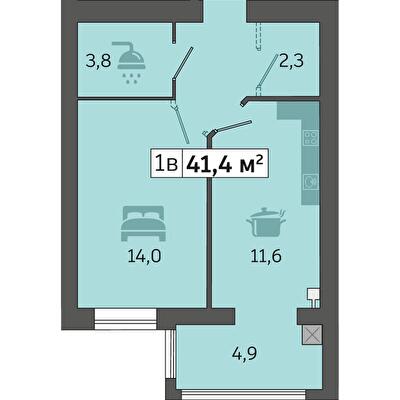 1-комнатная 41.4 м² в ЖК Счастливый в Днепре от 20 000 грн/м², Днепр