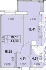 1-комнатная 43.38 м² в ЖК Масаны от 15 000 грн/м², Чернигов