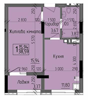 1-комнатная 38.59 м² в ЖК KromaxBud от 25 450 грн/м², Черновцы