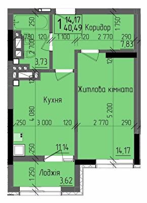 1-комнатная 40.49 м² в ЖК KromaxBud от 25 450 грн/м², Черновцы
