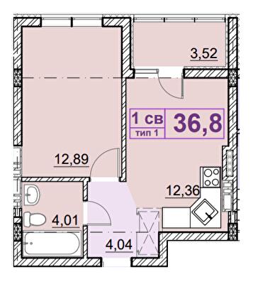 1-комнатная 36.8 м² в ЖК Идея от 20 000 грн/м², с. Гнедин