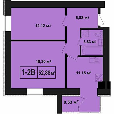 2-комнатная 52.88 м² в ЖК Покровский от 19 250 грн/м², пгт Гостомель