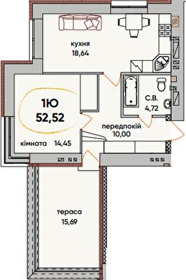 2-комнатная 52.52 м² в ЖК Continent Ray от 17 000 грн/м², г. Буча