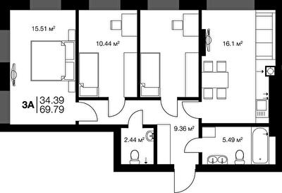 3-комнатная 69.8 м² в ЖК Irpin City от 19 550 грн/м², г. Ирпень