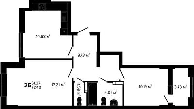 2-комнатная 61.37 м² в ЖК Irpin City от 20 400 грн/м², г. Ирпень