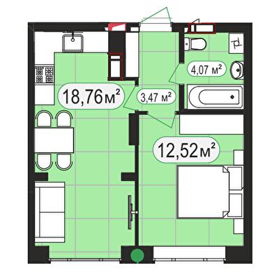 1-комнатная 38.73 м² в ЖК Мюнхаузен 2 от 31 000 грн/м², г. Ирпень