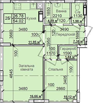 2-комнатная 54.02 м² в ЖК Петровский квартал от 15 500 грн/м², с. Святопетровское